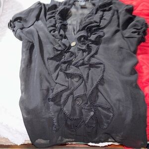 Antilia Femme Black Ruffled Blouse